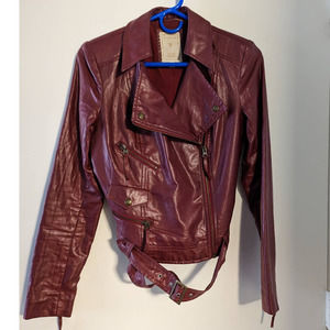 GUESS Asymmetrical moto jacket Burgundy